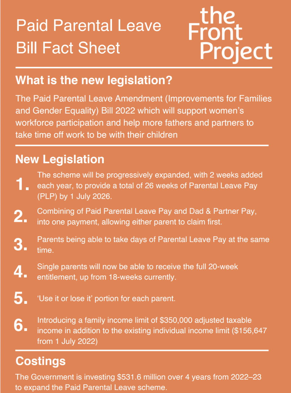 Paid Parental Leave Bill Fact Sheet