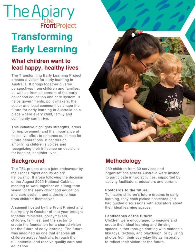 Transforming Early Learning Summit - What children want to lead happy, healthy lives 