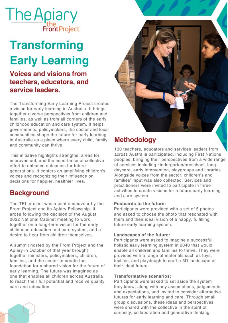 Transforming Early Learning Summit - Voices and visions from teachers, educators, and service leaders.